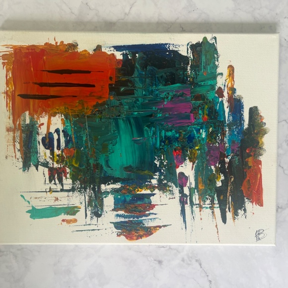 Lines Are Drawn - Abstract Acrylic Texture Painting | Original Artwork 12x16 Can - Picture 3 of 6